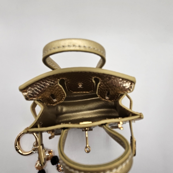 Chic Gold and Silver Mini Bag With Phone Chain Wristlet - Picture 5 of 6